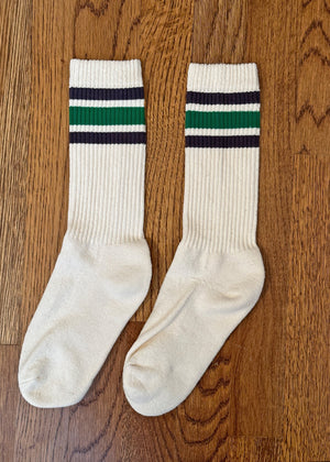 retro socks in grey/green