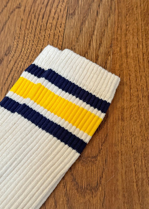 retro socks in navy/yellow